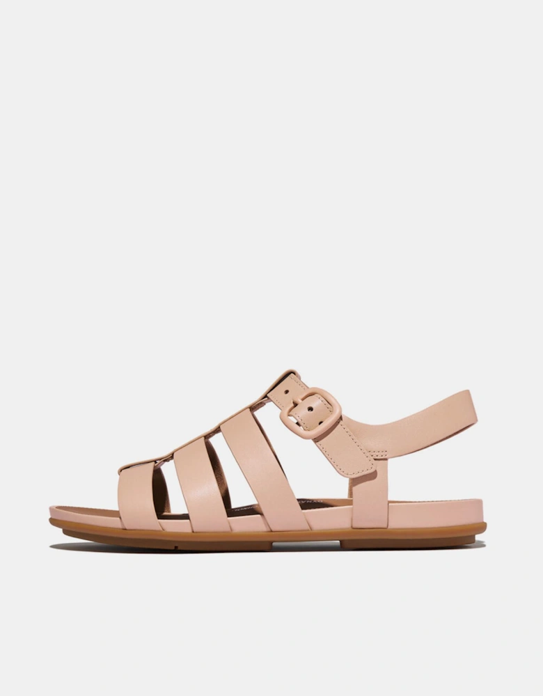Gracie Rubber-Beckle Leather Fisherman Sandals