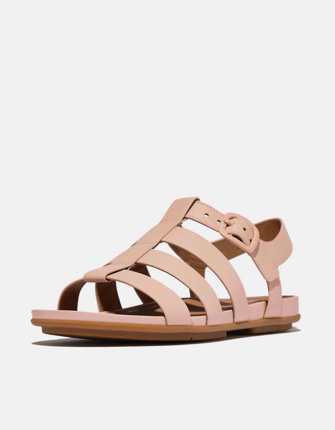 Gracie Rubber-Beckle Leather Fisherman Sandals