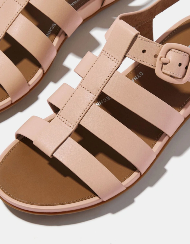 Gracie Rubber-Beckle Leather Fisherman Sandals