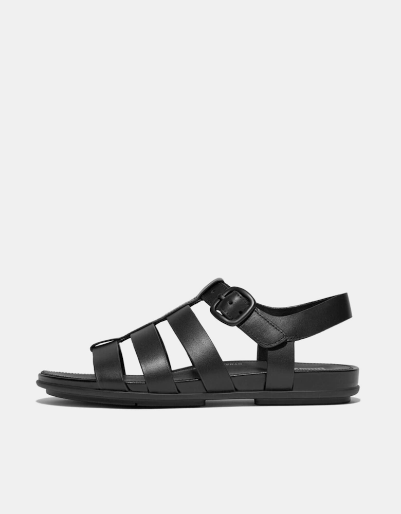 Gracie Rubber-Beckle Leather Fisherman Sandals