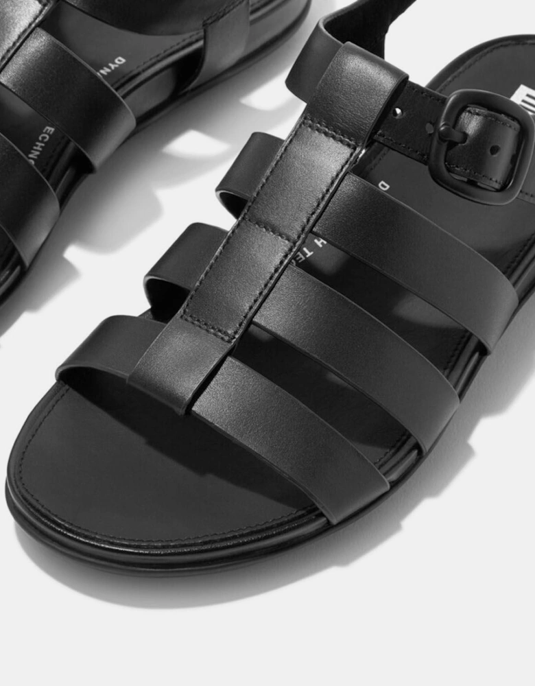 Gracie Rubber-Beckle Leather Fisherman Sandals