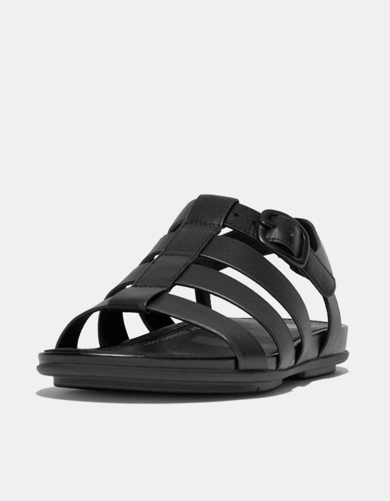 Gracie Rubber-Beckle Leather Fisherman Sandals