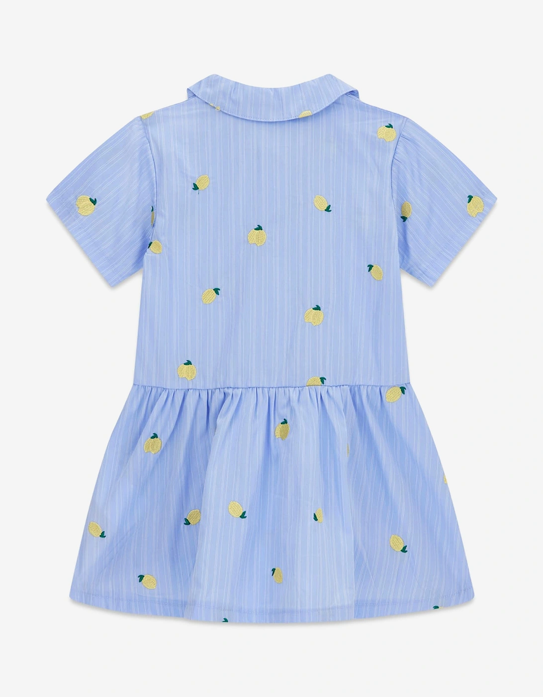 Girls Poplin Striped Lemons Dress in Blue