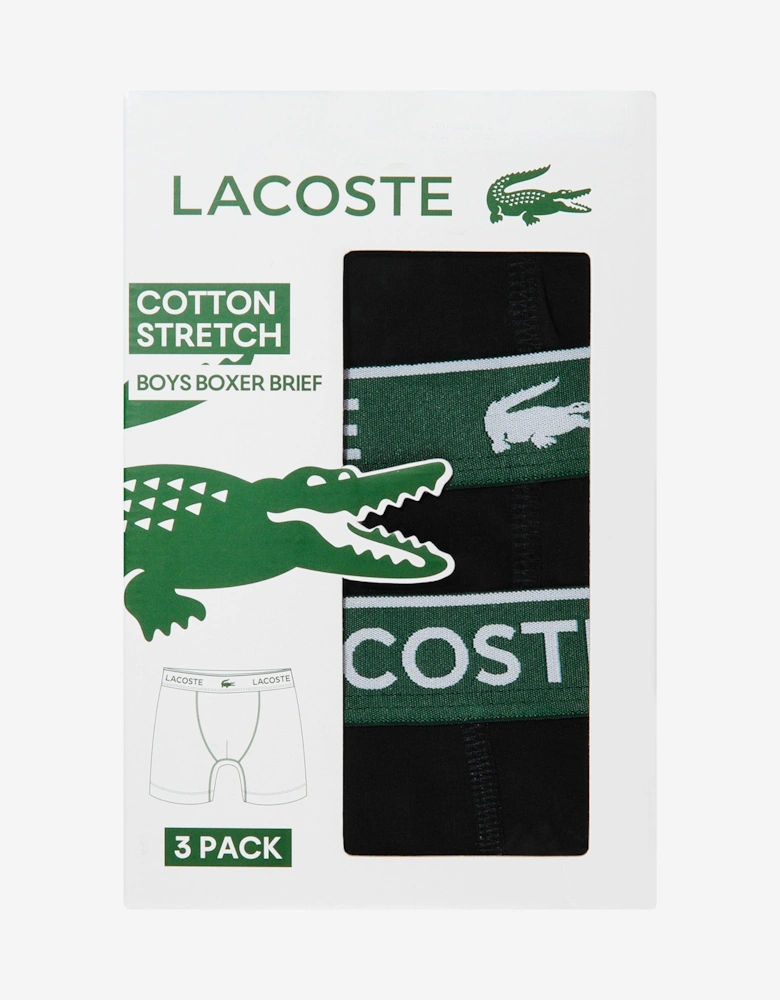 Boys 3 Pack Solid Boxer Shorts Set in Black