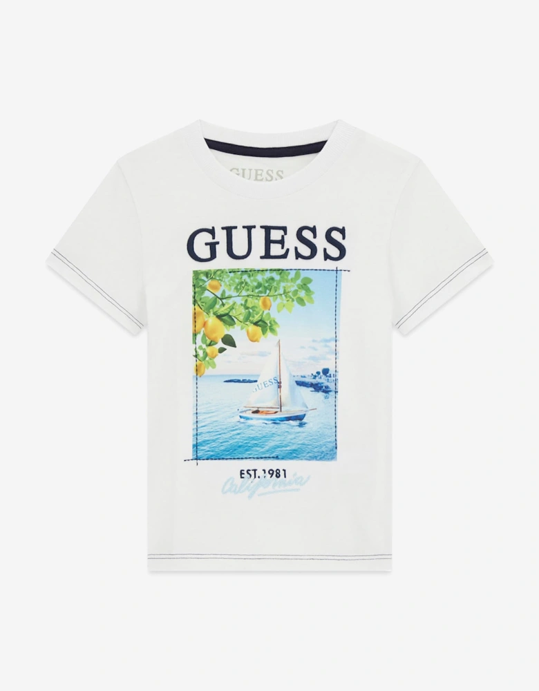 Boys California Print T-Shirt in White