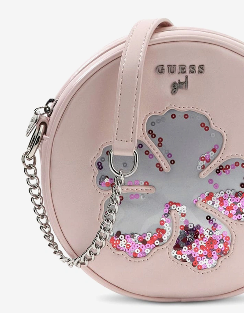 Girls Sequin Flower Circle Bag in Pink (16.8cm)