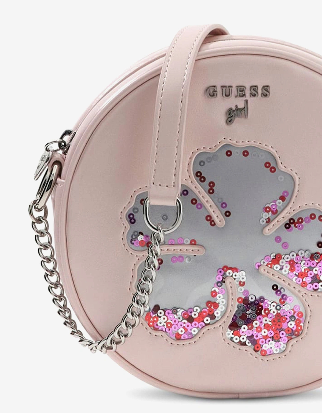 Girls Sequin Flower Circle Bag in Pink (16.8cm)