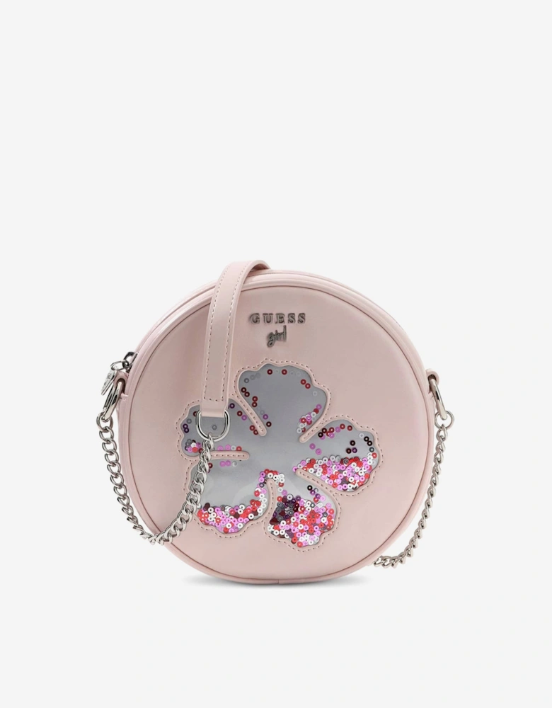 Girls Sequin Flower Circle Bag in Pink (16.8cm)