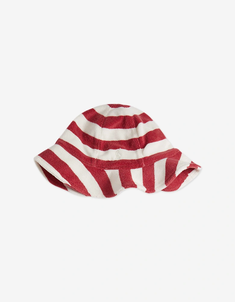 Baby Girls Striped Dress and Hat Set in Red
