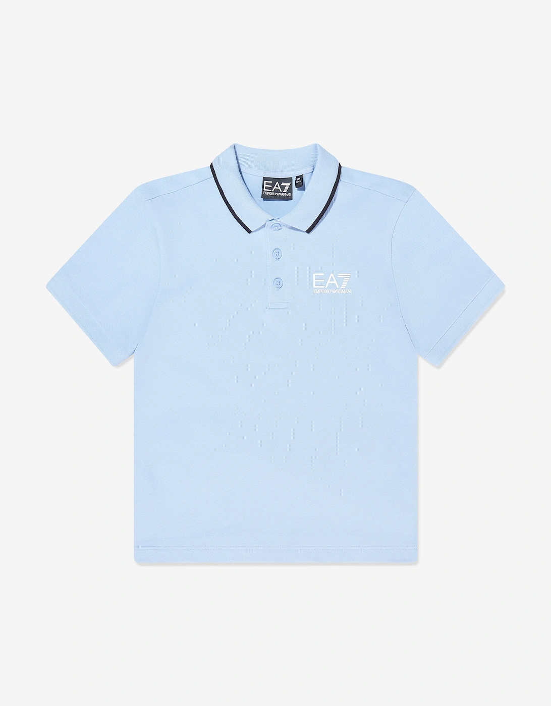 Emporio Armani Boys Train Core ID Polo Shirt in Blue, 5 of 4