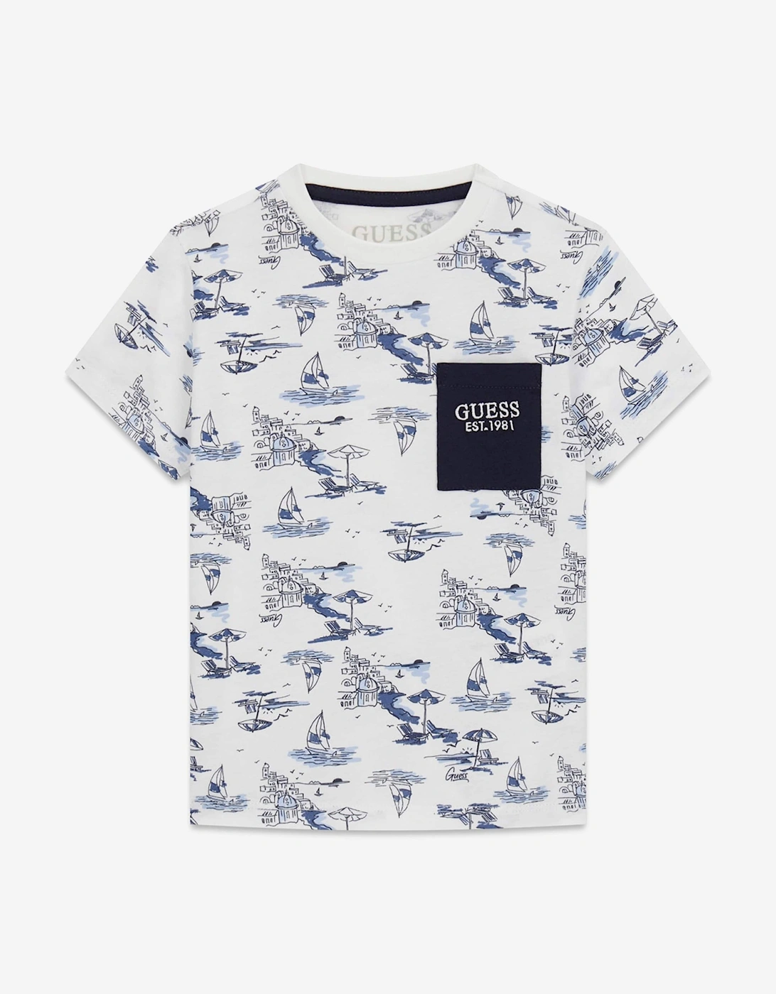 Boys Sea City Print T-Shirt in White, 4 of 3