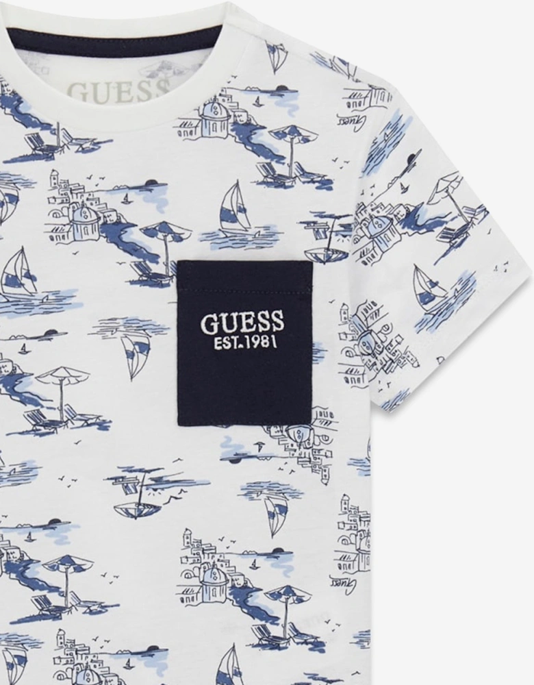 Boys Sea City Print T-Shirt in White