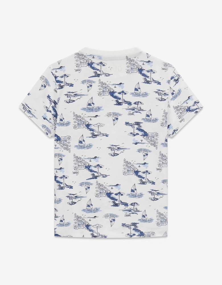 Boys Sea City Print T-Shirt in White