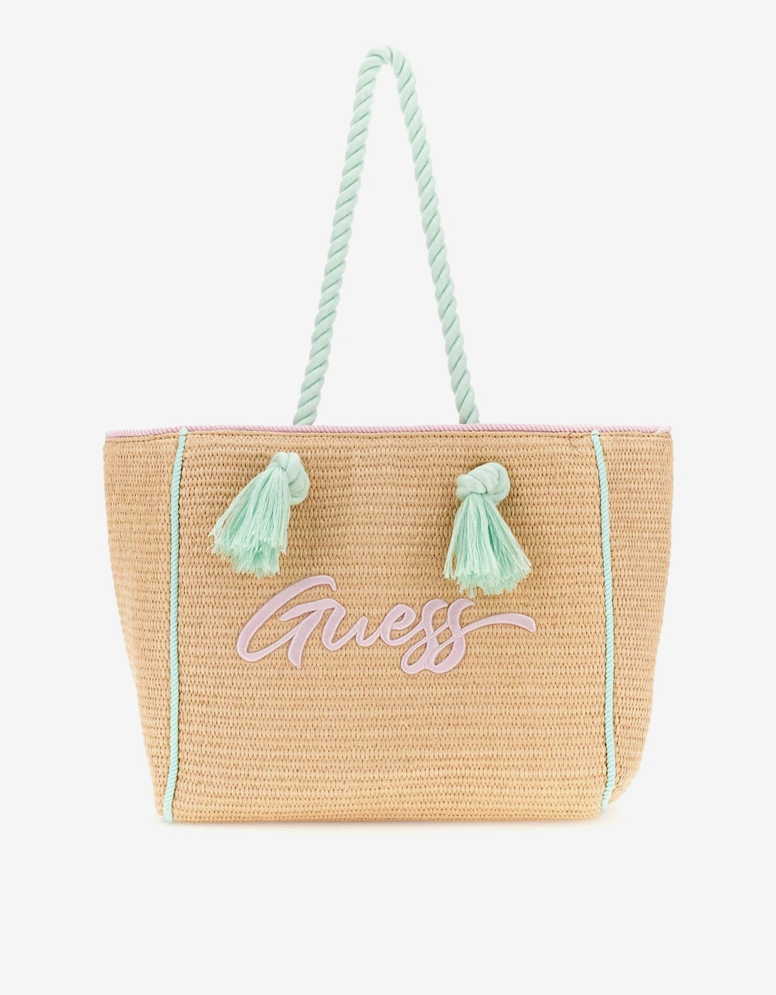 Girls Straw Tote Bag in Beige (37cm), 5 of 4