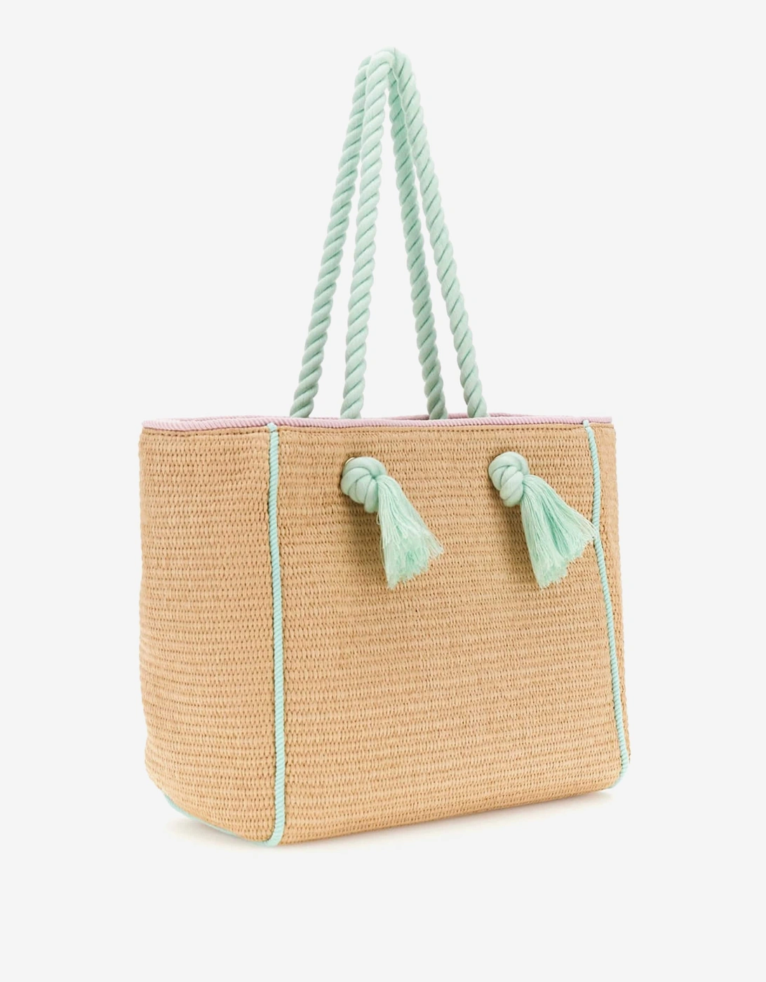 Girls Straw Tote Bag in Beige (37cm)