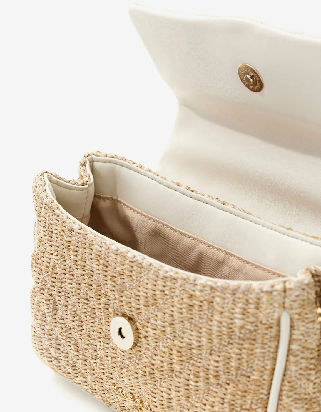 Girls Straw Crossbody Flap Bag in White (21.5cm)