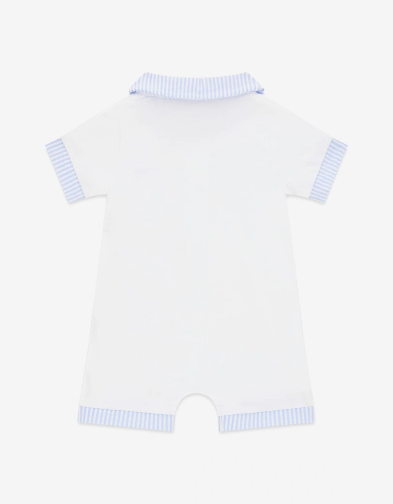 Baby Boys Logo Romper in White