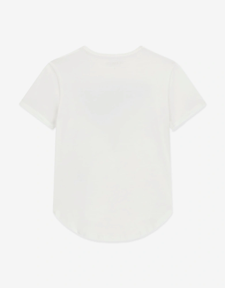 Girls High Low Logo T-Shirt in White