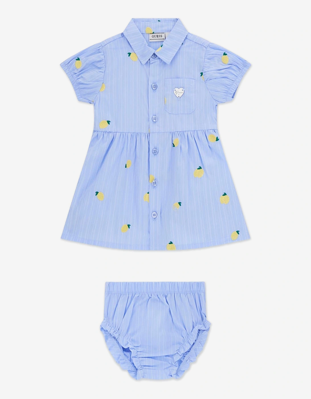 Baby Girls Shirt Dress with Knickers in Blue, 5 of 4