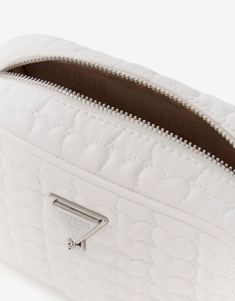 Girls Quilted Heart Crossbody Bag in White (19.7cm)