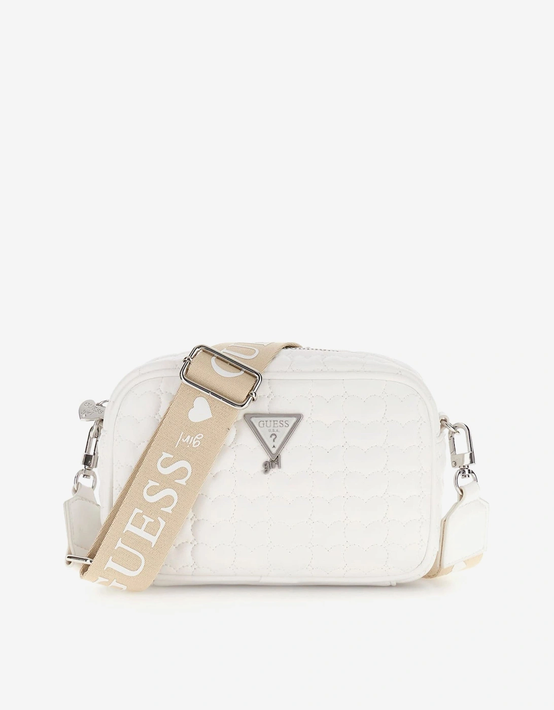 Girls Quilted Heart Crossbody Bag in White (19.7cm), 4 of 3