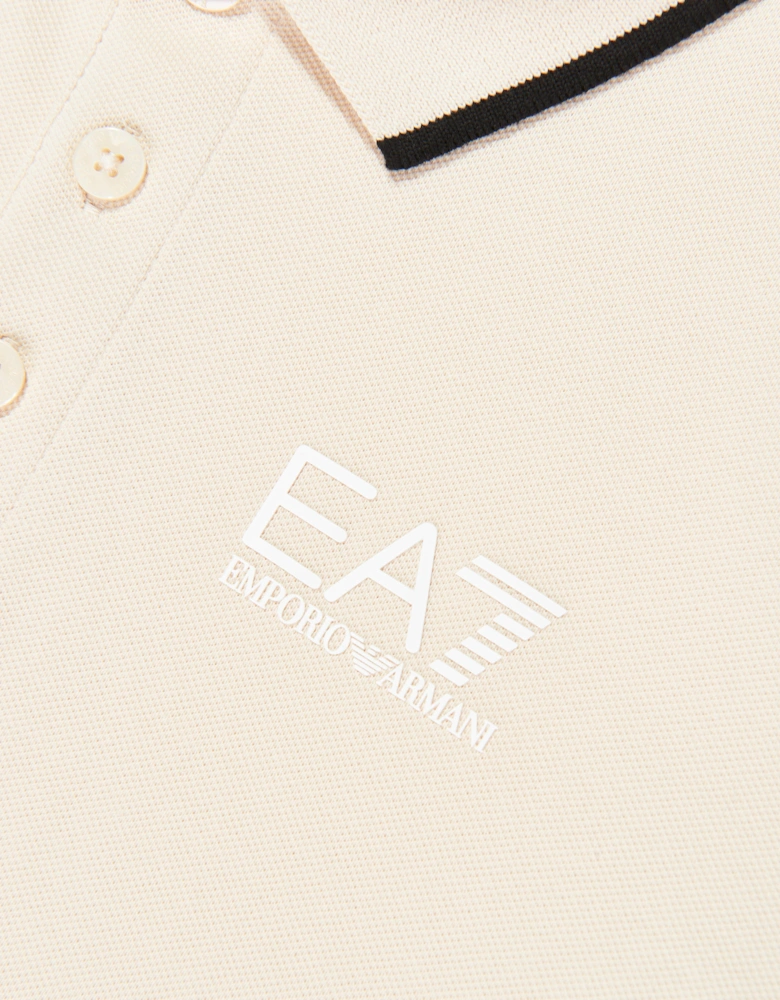 Emporio Armani Boys Train Core ID Polo Shirt in Beige