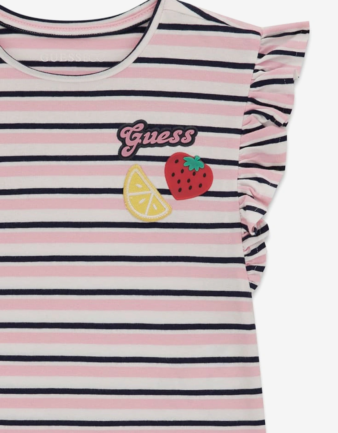 Girls Striped Strawberry T-Shirt in Pink