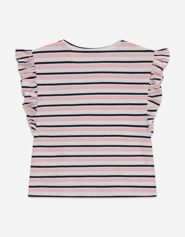 Girls Striped Strawberry T-Shirt in Pink