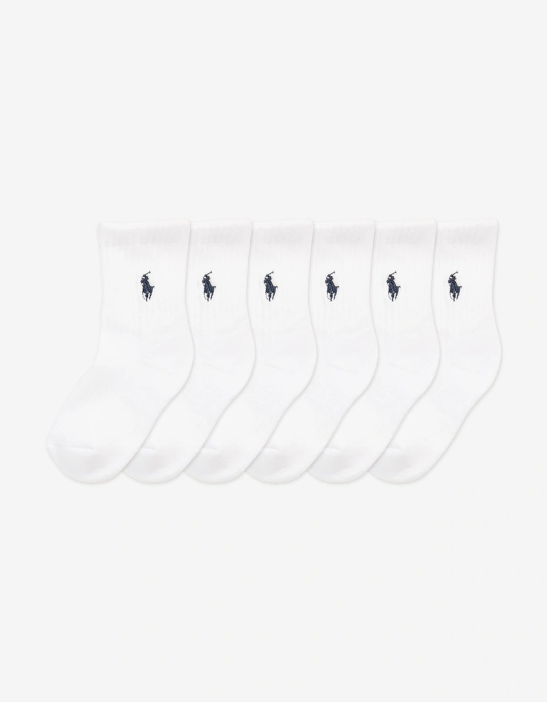 Boys 6 Pack Performance Socks Set in White