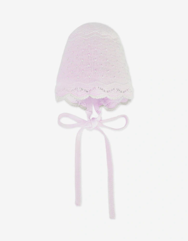 Baby Cotton Knit Bonnet in Pink