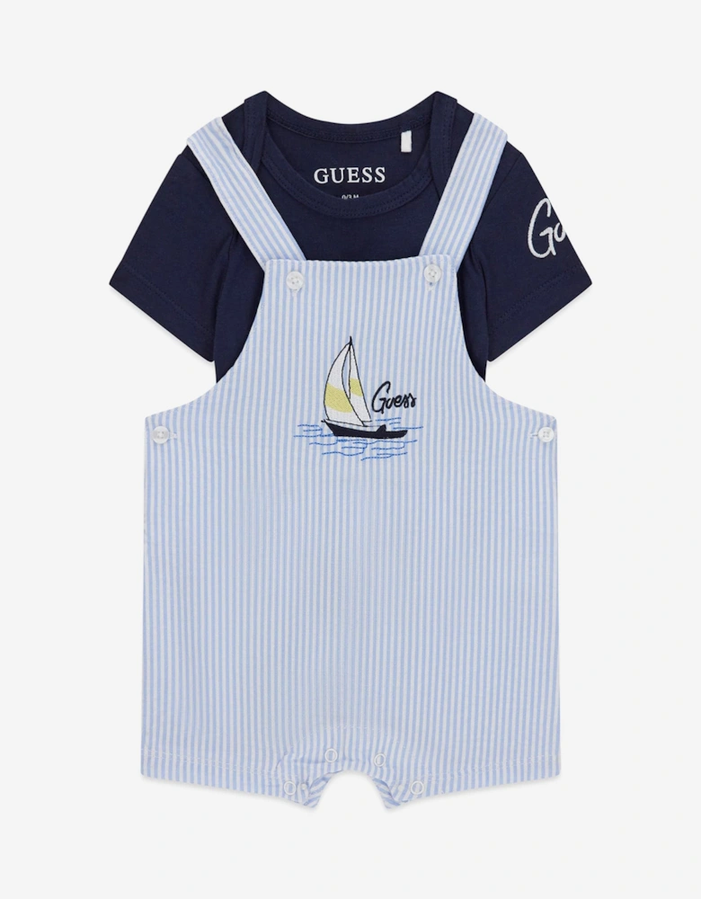 Baby Boys Bodysuit and Seersucker Romper in Navy
