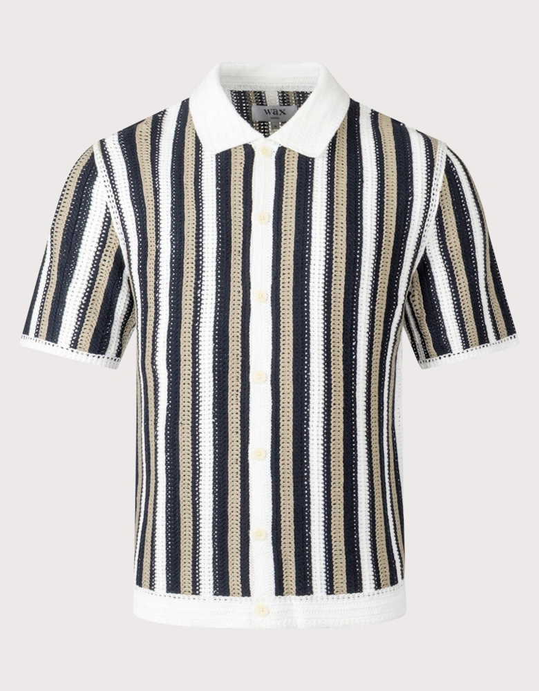 Porto Stripe Crochet Polo Shirt