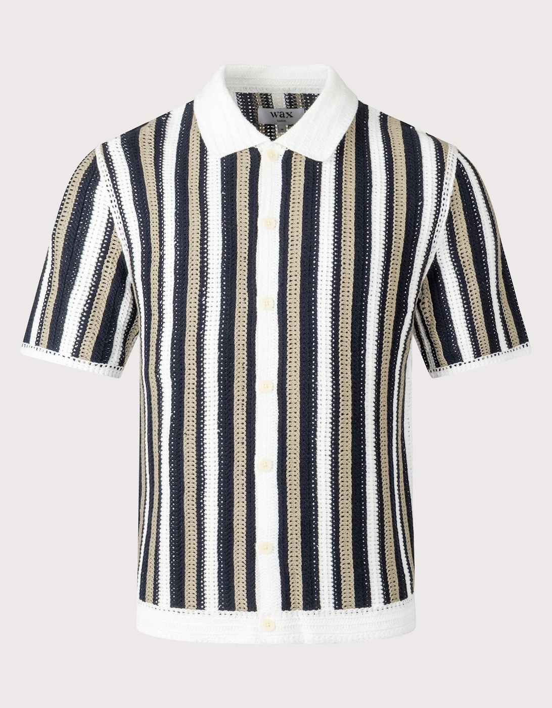 Porto Stripe Crochet Polo Shirt, 3 of 2