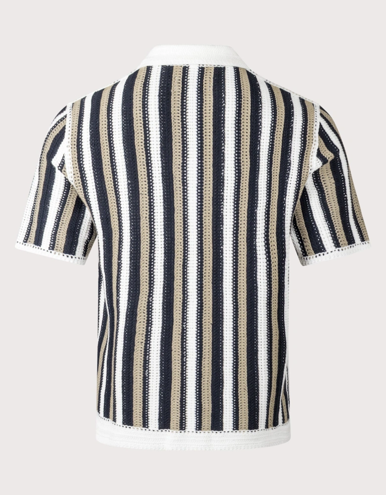 Porto Stripe Crochet Polo Shirt