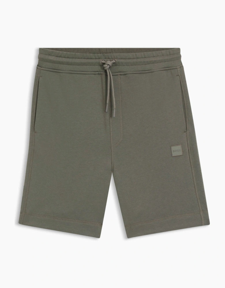 BOSS Orange Sewalk Mens Cotton-Terry Shorts With Logo Badge - Open Grey 076