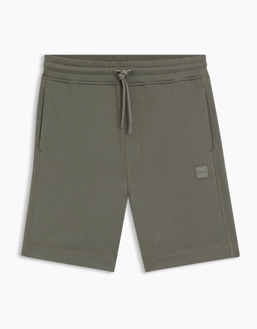 BOSS Orange Sewalk Mens Cotton-Terry Shorts With Logo Badge - Open Grey 076, 2 of 1