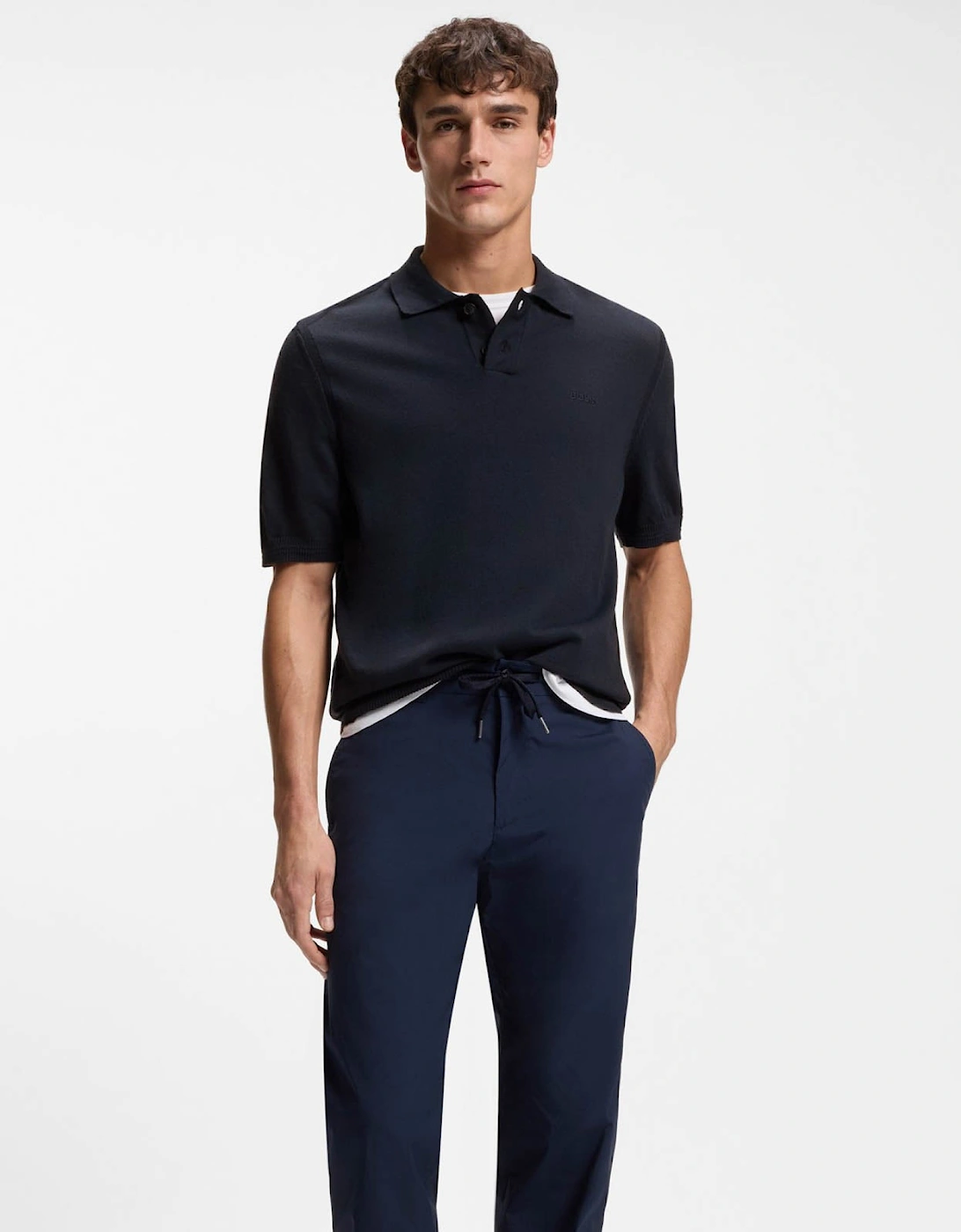 BOSS Orange Asac_P Mens Short Sleeve Polo Shirt - Dark Blue 404