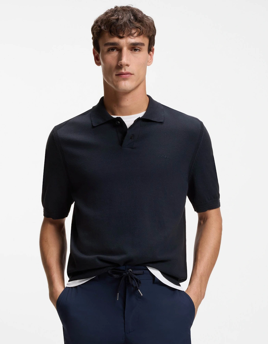 BOSS Orange Asac_P Mens Short Sleeve Polo Shirt - Dark Blue 404, 5 of 4