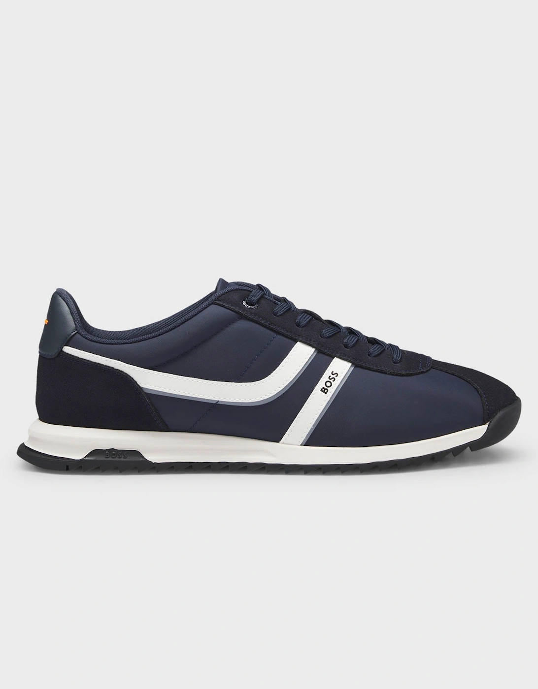 BOSS Orange Zayn Mens Logo Trainers with Faux Suede Trims  - Dark Blue 401