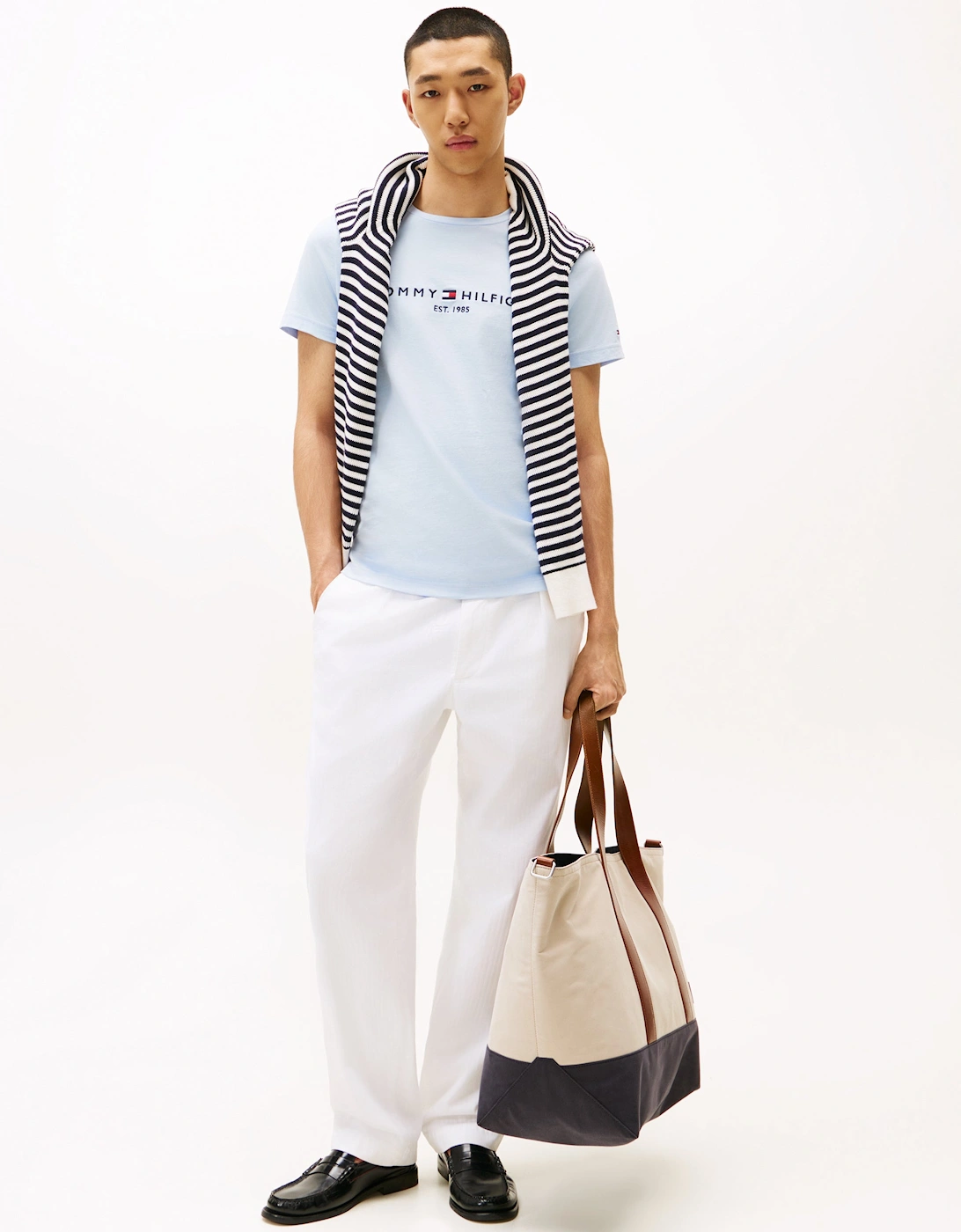 Tommy Logo Basic Mens T-Shirt - Breezy Blue