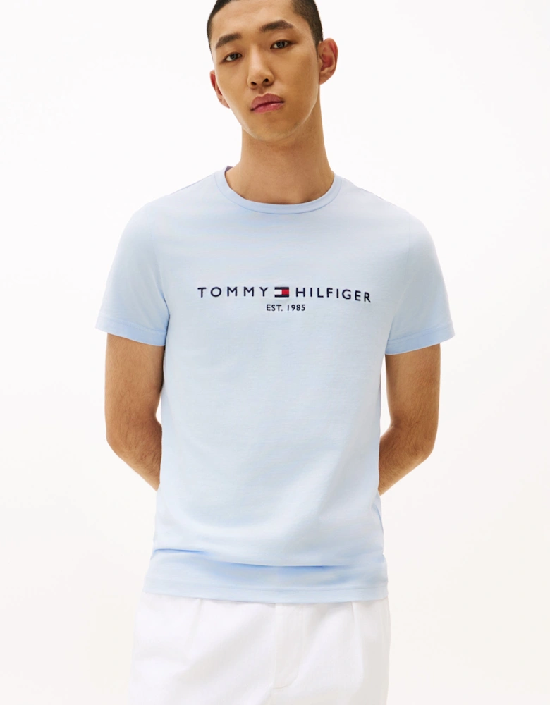 Tommy Logo Basic Mens T-Shirt - Breezy Blue
