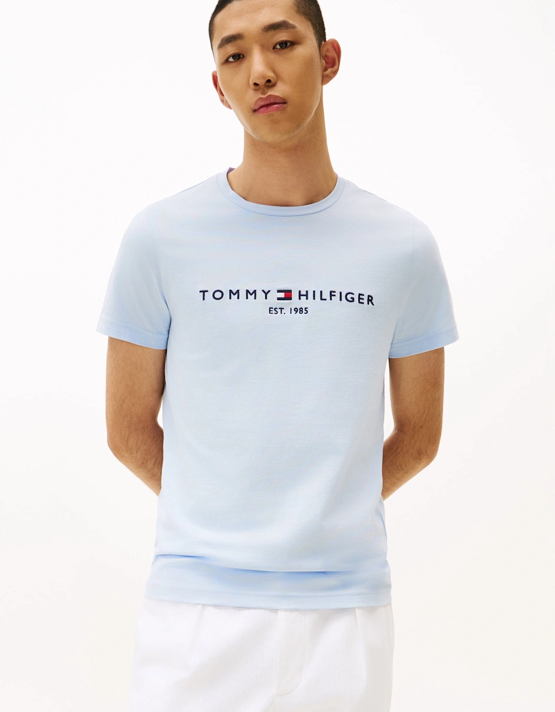 Tommy Hilfiger Men's Blue Tommy Logo Basic T-Shirt - Breezy  42/Regular Xl