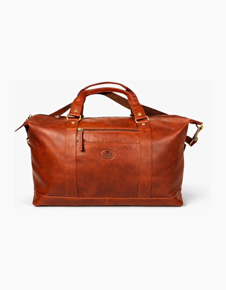 Leather Safari large weekender bag COGNAC