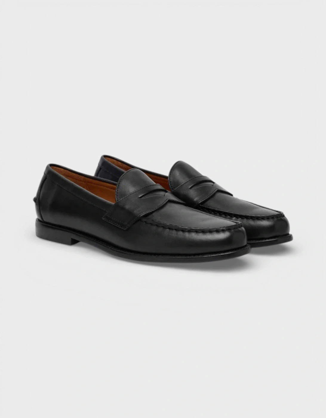 Alston Penny Leather Loafers Black
