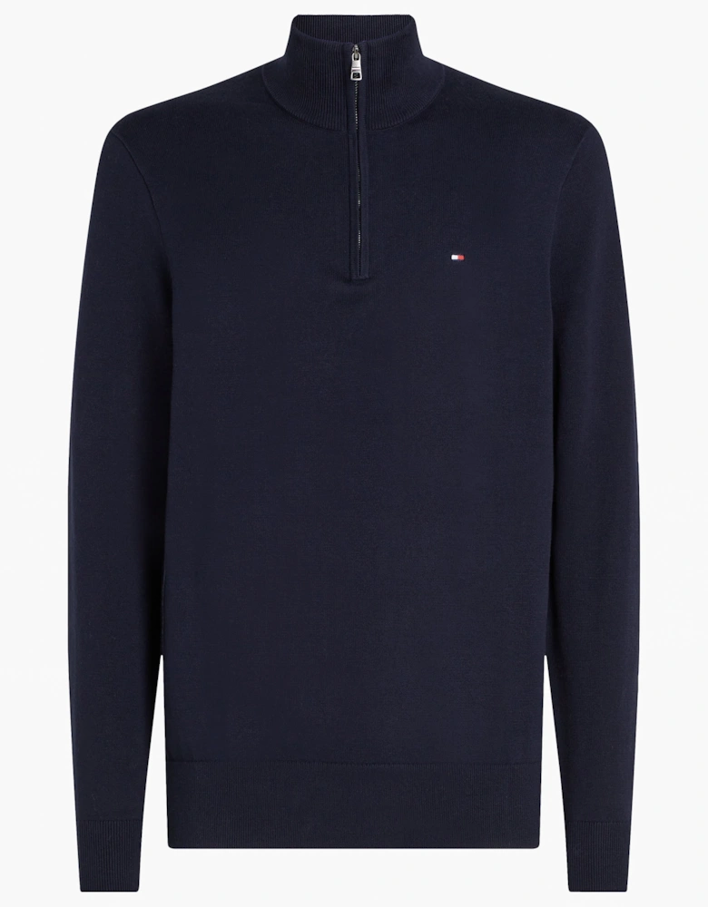 Essential Cotton 1/4 Zip Mock Mens Sweatshirt - Desert Sky