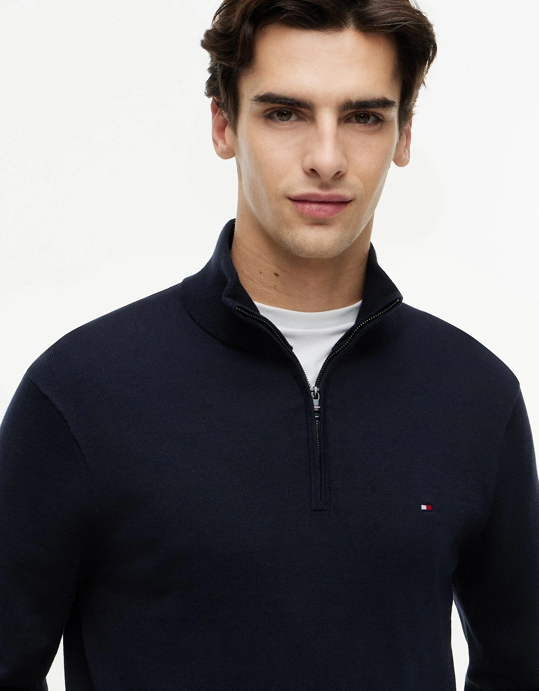 Essential Cotton 1/4 Zip Mock Mens Sweatshirt - Desert Sky