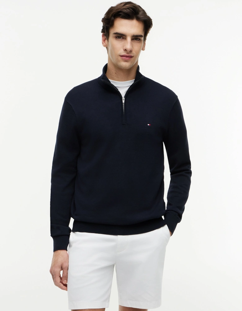 Essential Cotton 1/4 Zip Mock Mens Sweatshirt - Desert Sky