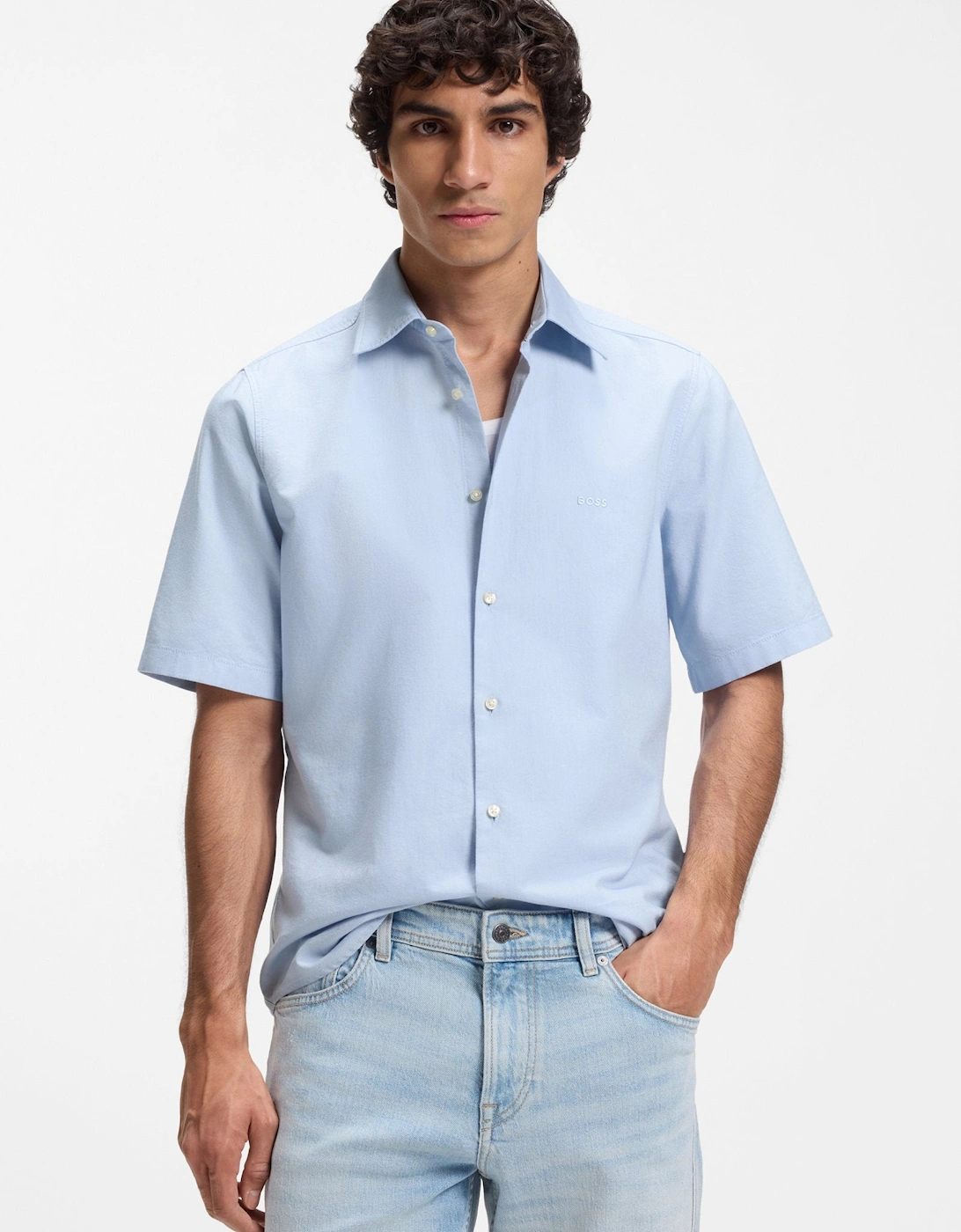 BOSS Orange Rash 2 M Shirt 460 Open Blue