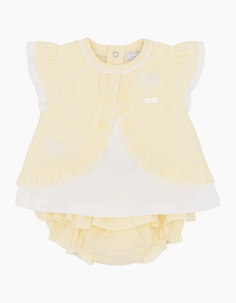 Girls Lemon Yellow Stripe Jam Pant Set