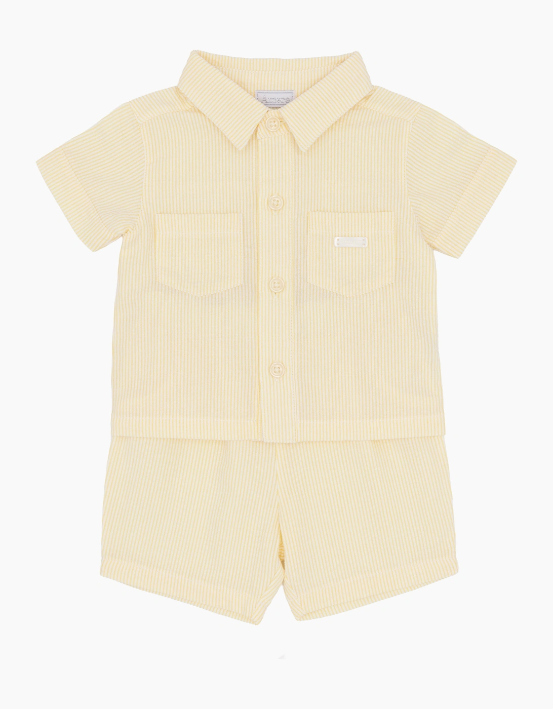 Boys Lemon Yellow Stripe Short Set, 2 of 1